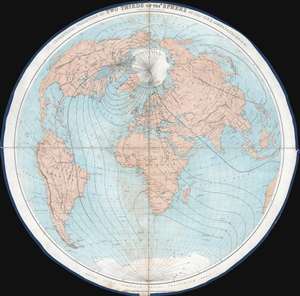 1860 James Polar Projection of the Globe - Arctic / Atlantic Projection