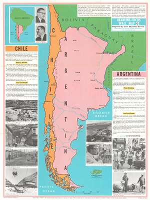 1968 Civic Education Service Broadside Map of Argentina and Chile