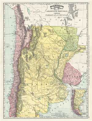 1892 Rand McNally Map of Argentina, Chile, Paraguay and Uruguay