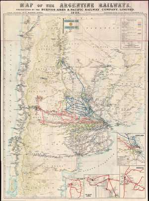 1925 Waterlow Buenos Aires Pacific Railways Railroad Map of Argentina