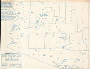 1956 Robertson Diazotype Map of Arizona Placer Gold Deposits