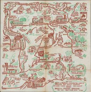 1948 Pictorial Tourist Map of Northwest Arizona Printed on a Napkin