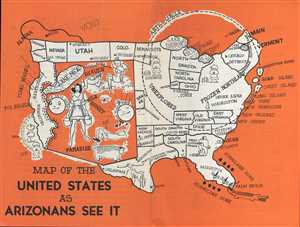 1947 Arnold Map of the United States as Arizonans See It