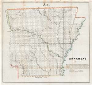 1845 Pelham Land Office Map of Arkansas