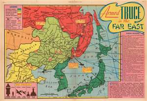 1938 Sundberg Pictorial Map of Fighting Between in East Asia Before WWII