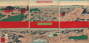 1877 Inoue Ukiyo-e View of Asakusa and Ryogoku, Tokyo, w/ Sensō-ji