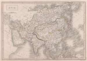 1840 Black Map of Asia