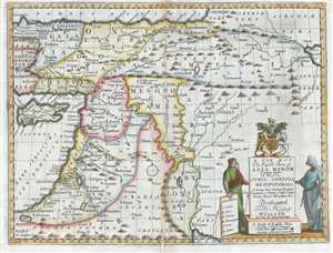 1712 Wells Map of Asia Minor, Israel, Palestine, Syria, Jordan and Iraq