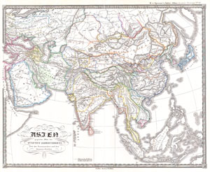 1855 Spruner Map of Asia in the 5th Century  ( Sassanid Empire )
