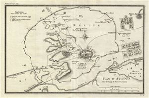 1791 Bocage Map or Plan of Athens, Ancient Greece