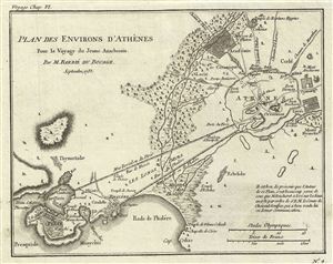 1785 Bocage Map of the City of Athens in Ancient Greece