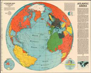 1942 Richard Edes Harrison Map of the World during World War II