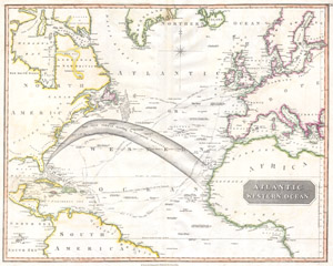 1814 Thomson Map of the Atlantic Ocean