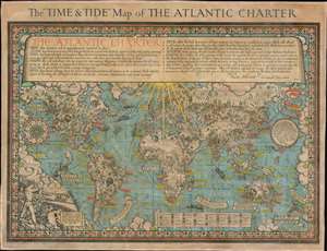 1943 MacDonald Gill Pictorial Map of the World: The WWII Atlantic Charter