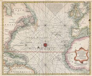 1744 Bowen Map of the Atlantic Ocean (including the West Indies, Europe, Africa, and North America)
