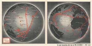 1942 Chapin Map of the Atlantic and Pacific Oceans During World War II