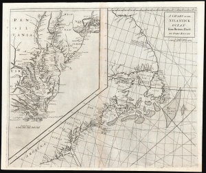 1728 Cutler Chart of Chesapeake Bay and Maritime Canada