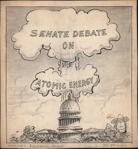 1954 White Manuscript Atomic Energy Political Cartoon (Atomic Energy Act of 1954)