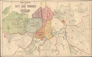 1884 Upton and Co. Folding Map of Auckland, New Zealand