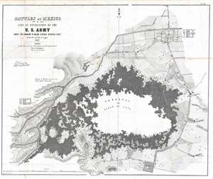 1847 Hardcastle Map of the Battle of Churubusco during the Mexican-American War