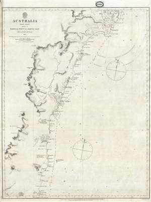 1865 Stokes Chart or Map of Eastern Australia: Barriga Point to Jervis Bay