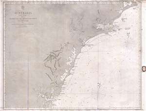 1861 Stokes Admiralty Chart or Map of Eastern Australia (North of Sydney)