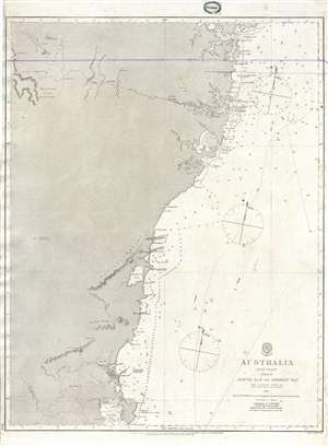 1865 John Lort Stokes Admiralty Chart or Map of Eastern Australia (Sydney)