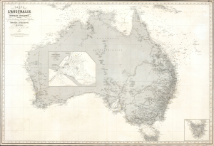 1863 Robiquet Nautical Chart / Map of Australia