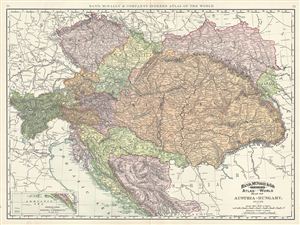 1891 Rand Mcnally Map of Austria and Hungary