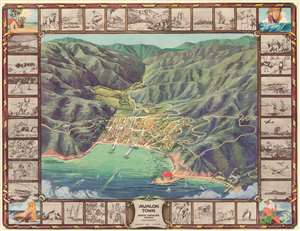 1948 Lister Pictorial Bird's-Eye View Map of Avalon, Santa Catalina Island, California
