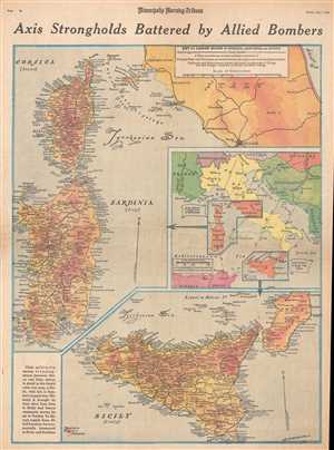 1943 Wisner and Minneapolis Morning Tribune Map of Italy and Sicily