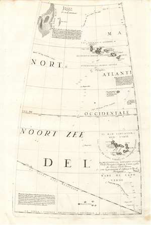 1688 / 1697 Coronelli Globe Gore: Grand Banks, Azores, and Cape Verde Islands
