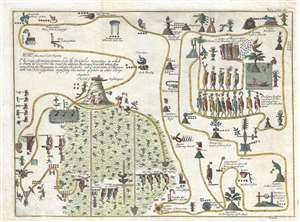 1704 Gemelli Map of the Aztec Migration from Aztlan to Chapultapec, Mexico