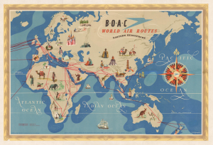 1949 Seymour Pictorial Airline Map of the Eastern Hemisphere, B.O.A.C.