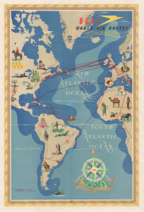 1949 Seymour Pictorial Airline Map of the Western Hemisphere, B.O.A.C.