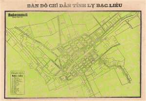 1960 Saigon Moi City Plan or Map of Bac Lieu, Vietnam