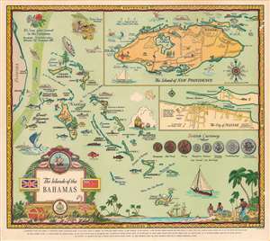 1951 Annand Pictorial Map of the Bahamas