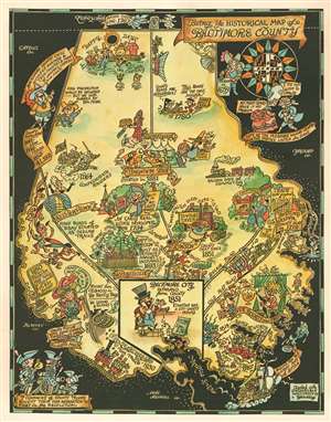 1935 Yardley Pictorial Map of Baltimore County, Maryland