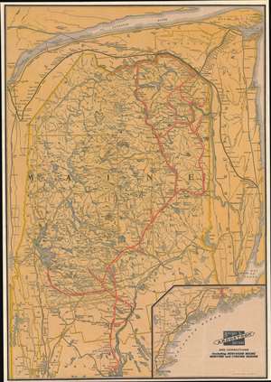 1915 Rand Avery Railroad Map of Maine: Bangor and Aroostook Railroad