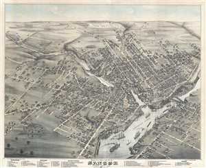 1875 Augustus Koch Bird's-Eye View of Bangor, Maine (Stoner)