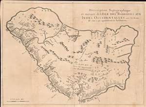 1674 Ligon Map of Barbados (French Edition of the first map of Barbados)