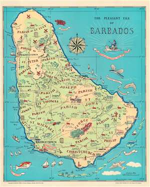 1946 Moulder Pictorial Map of Barbados