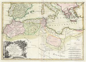 1762 Bonne Map of the Mediterranean and the Maghreb or Barbary Coast, Africa