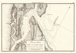 1809 Dirreción de Hidrografía Nautical Chart or Map of St. Augustine, Florida
