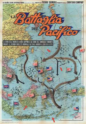 1959 Italian Movie Poster Map of the East Indies and Philippines: Battle of the Pacific