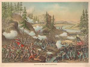 1888 Kurz and Allison View of the American Civil War Battle of Chattanooga