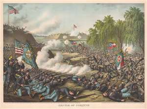 1891 Kurz and Allison View of the American Civil War Battle of Corinth, Mississippi