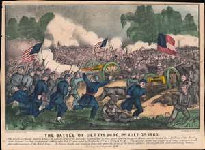 1863 Currier and Ives View of the Battle of Gettysburg during the American Civil War