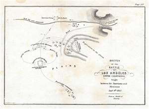 1847 Emory Map of the Battle of Los Angeles during the Mexican War in Pasadena
