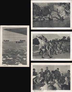 1942 Asahi Shimbun Set of Four Press Photographs of the Battle of Singapore